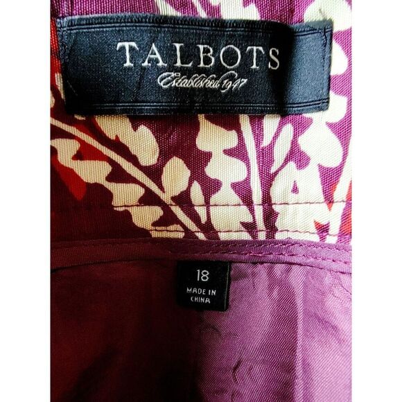 Talbots 18‎ Silk Wrap Skirt Plus Paisley Print Tie Waist Burgundy Button Hook - Picture 5 of 6